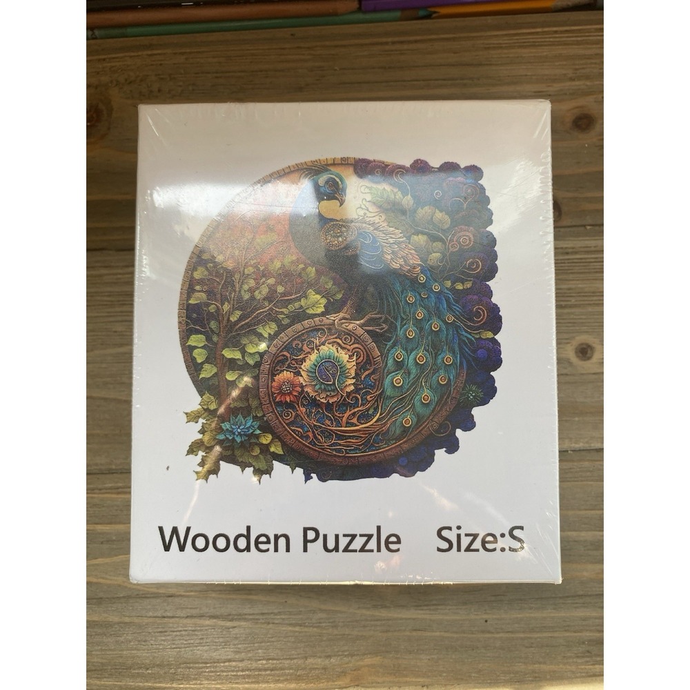 Premium Wooden Jigsaw Puzzle- Peacock, Small Uniquely-Shaped Pieces, Great Gift!